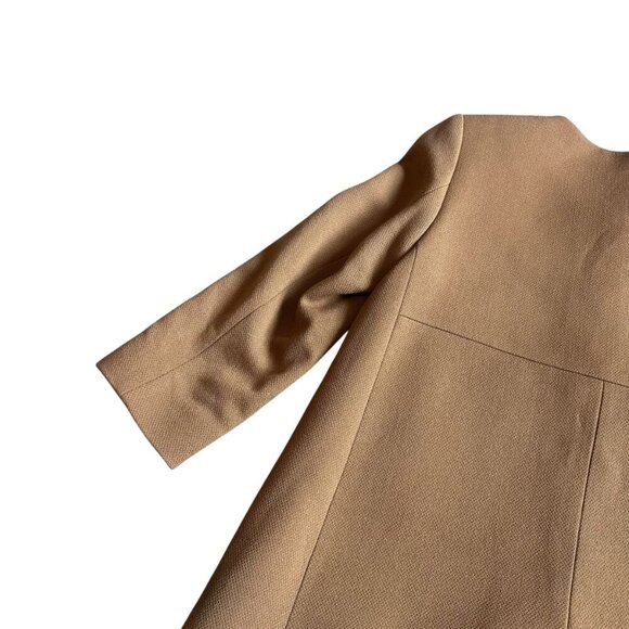 Orla Kiely Wool Blend Camel Coat Jacket Button-Down Velvet Pockets Size 6 Women - Picture 9 of 13